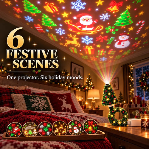 Lámpara proyector navideño USB con 6 escenas navideñas