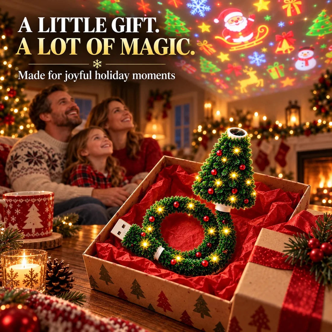 Lámpara proyector navideño USB con 6 escenas navideñas